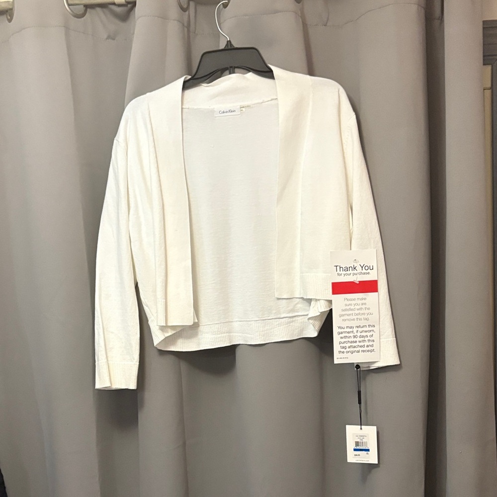 NWT Calvin Klein Cream Open Front Cardigan